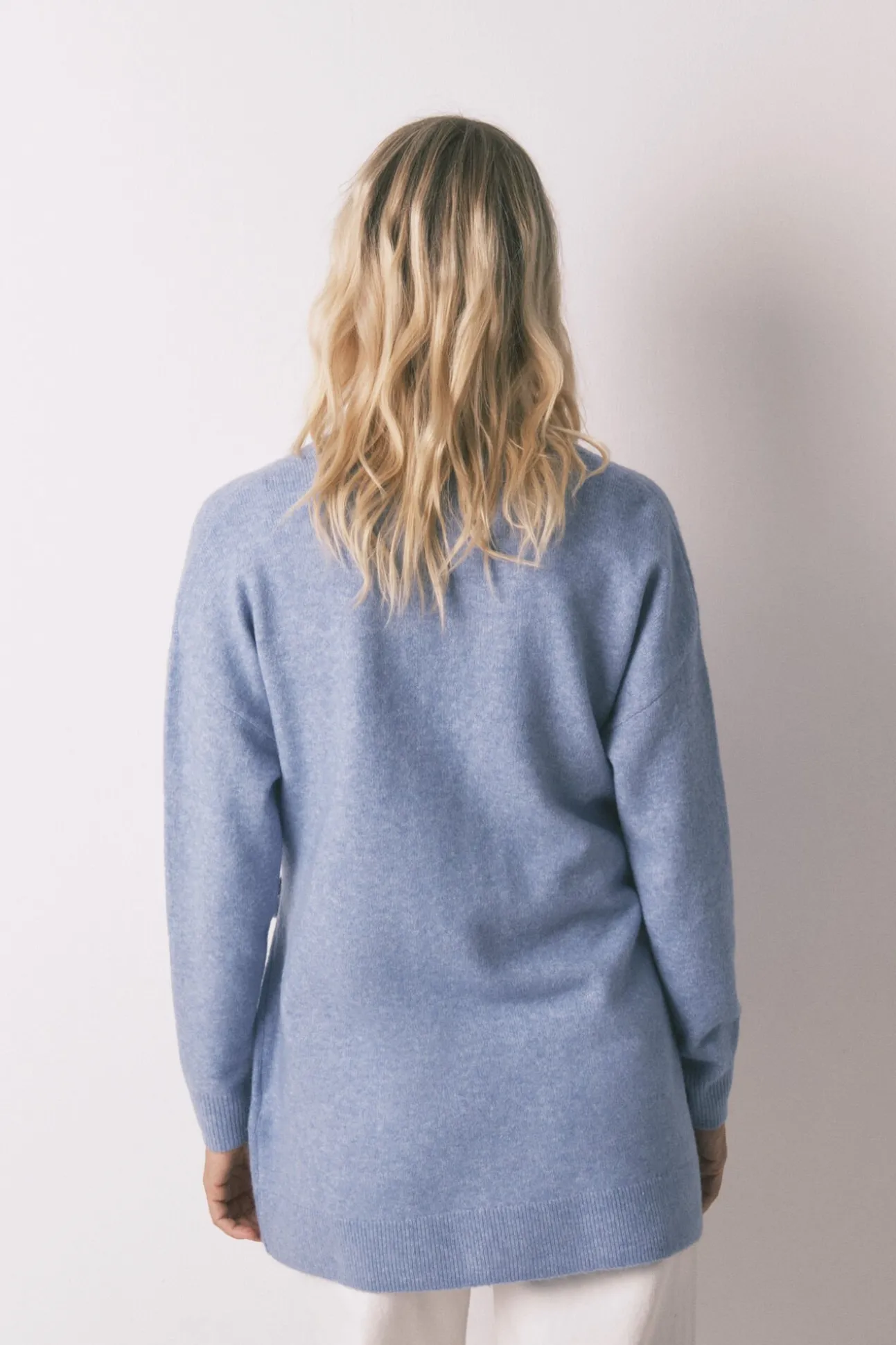 Cárdigan midi punto tricot azul