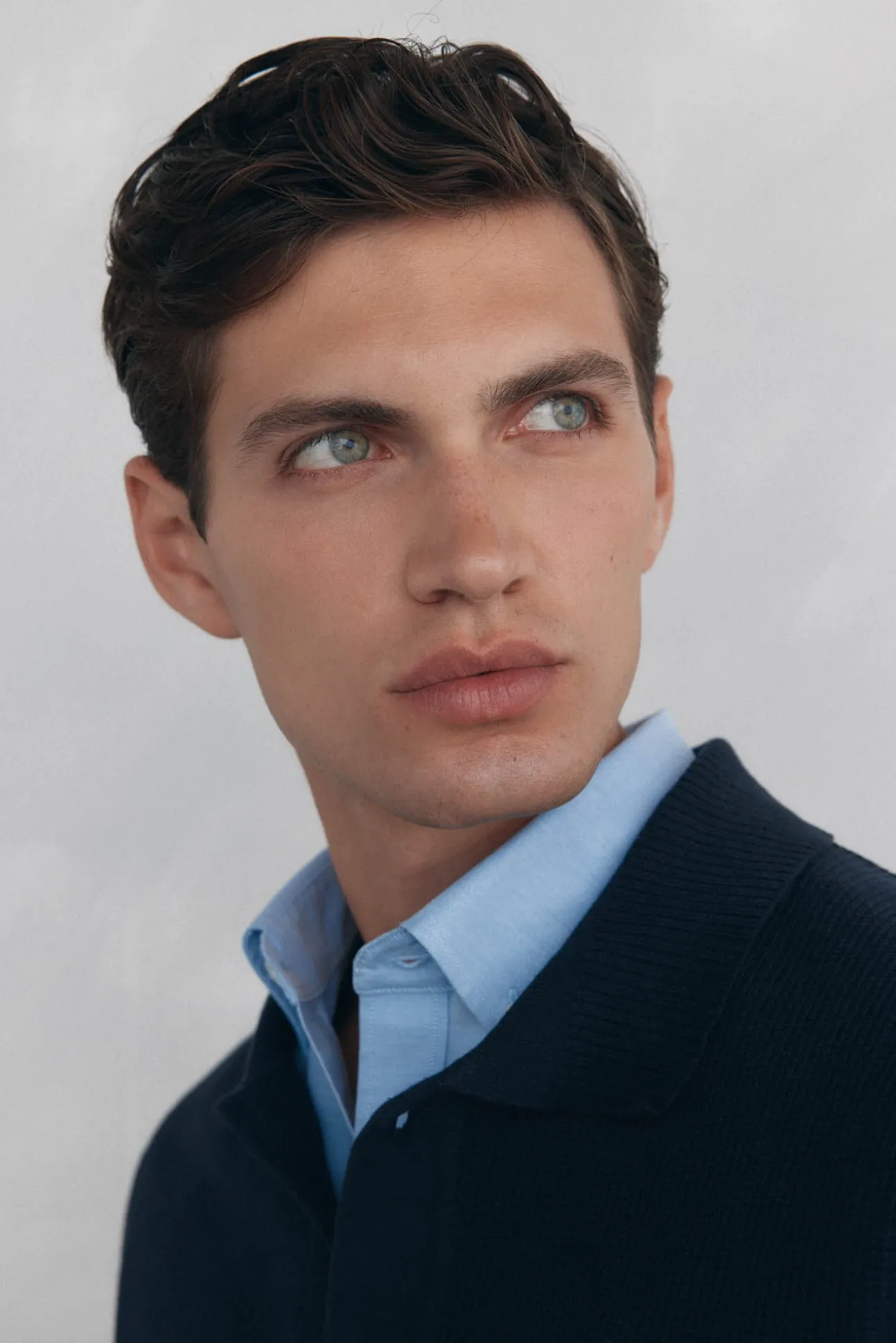 Cárdigan punto algodón cuello polo botones