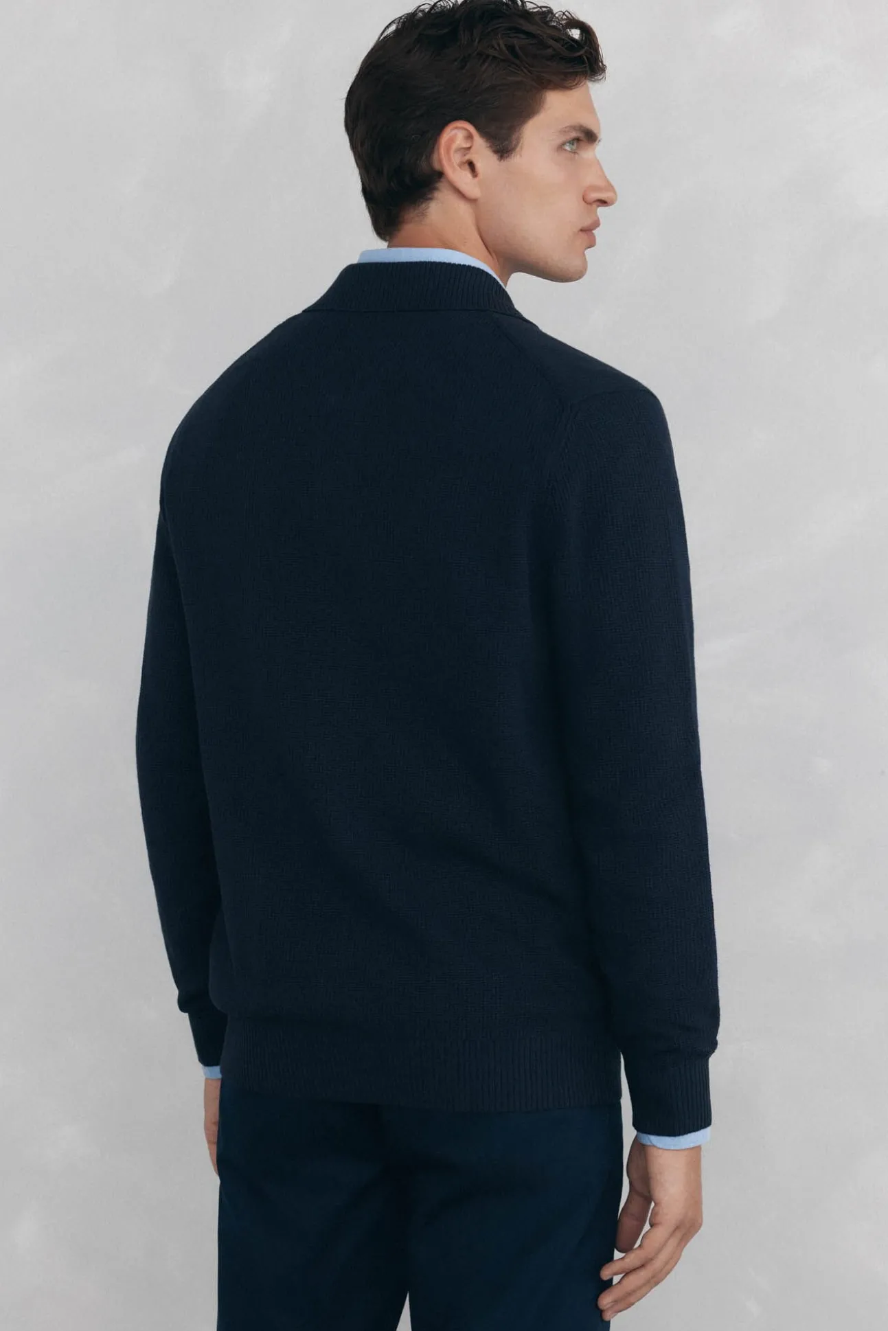 Cárdigan punto algodón cuello polo botones