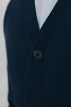 Cárdigan punto algodón cuello pico botones