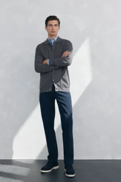 Cárdigan punto algodón cuello polo botones