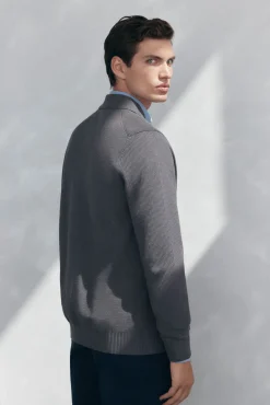 Cárdigan punto algodón cuello polo botones