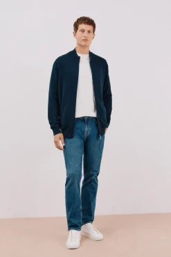 Cárdigan punto fino algodón cremallera