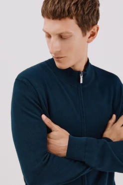 Cárdigan punto fino algodón cremallera