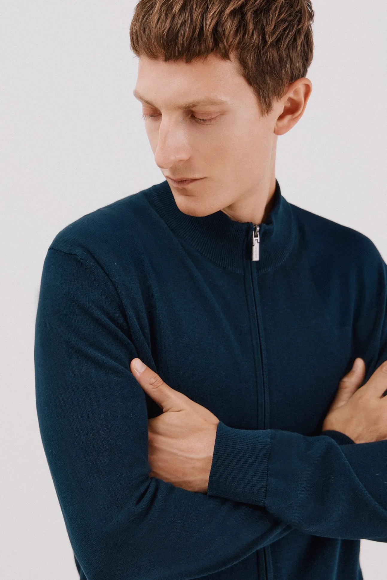 Cárdigan punto fino algodón cremallera