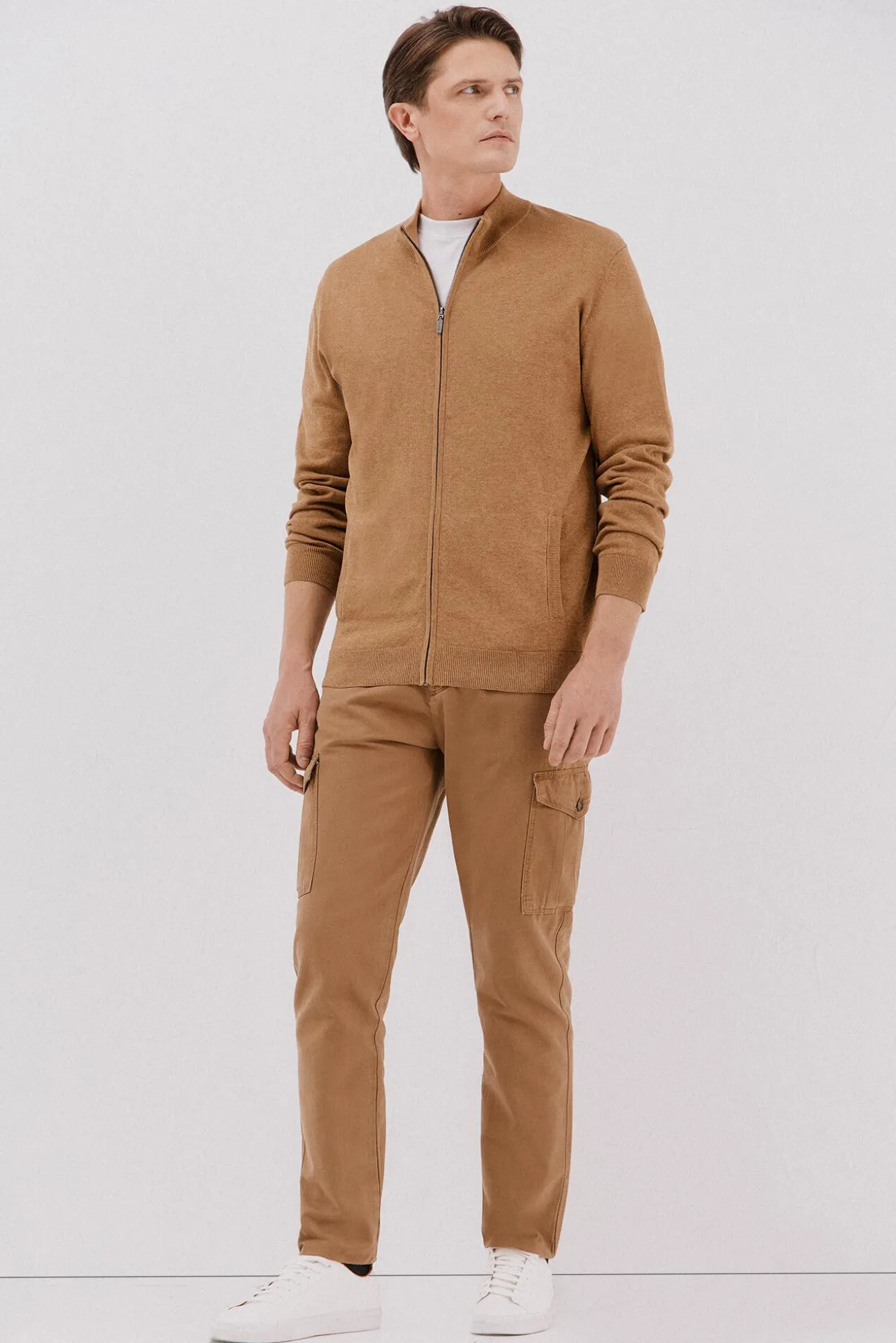 Cárdigan punto fino algodón cremallera