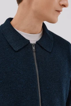 Cárdigan punto textura cierre cremallera cuello polo