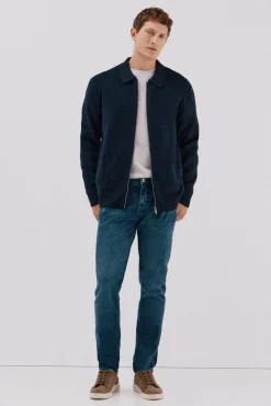 Cárdigan punto textura cierre cremallera cuello polo