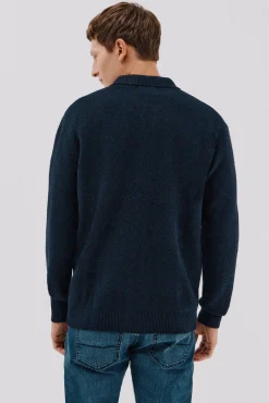 Cárdigan punto textura cierre cremallera cuello polo