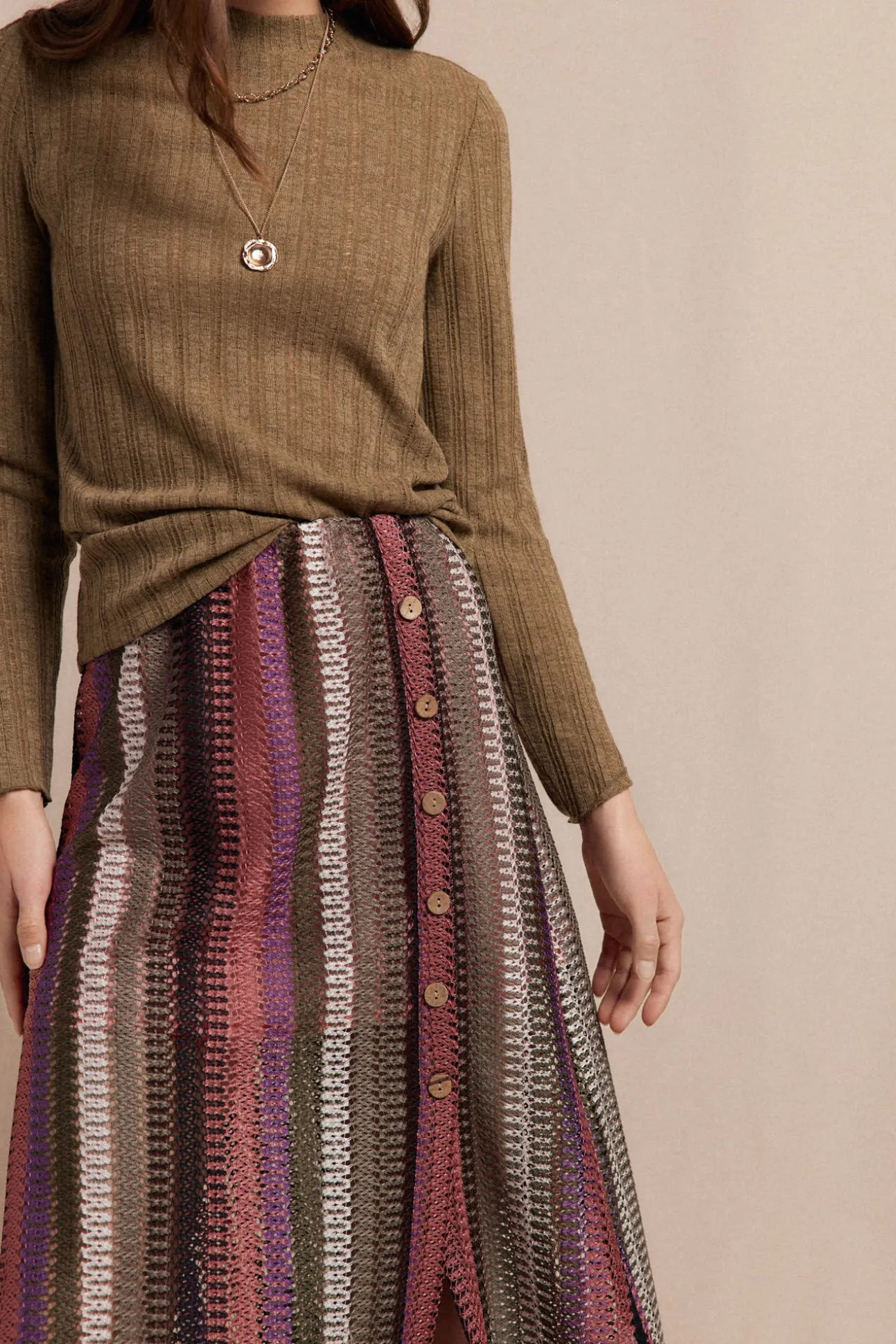 Falda capa de punto rayas