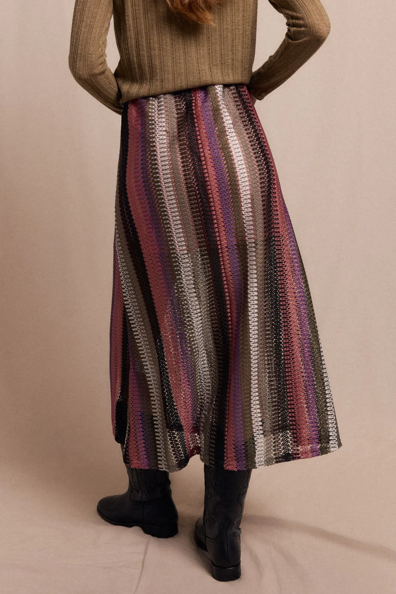 Falda capa de punto rayas