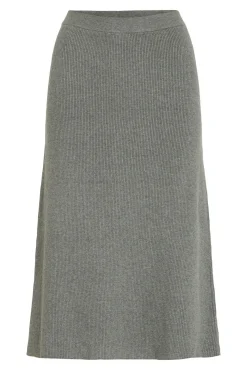 Falda de punto canalé midi