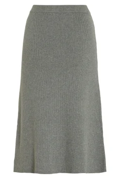 Falda de punto canalé midi
