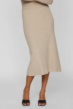 Falda de punto canalé midi