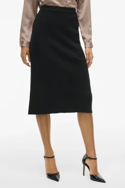 Falda de punto canalé midi