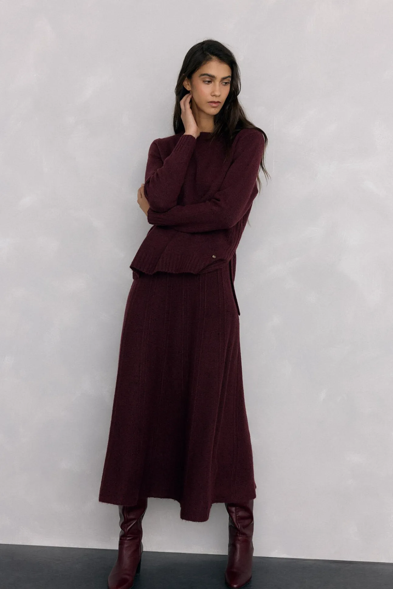 Falda de punto jaspeada