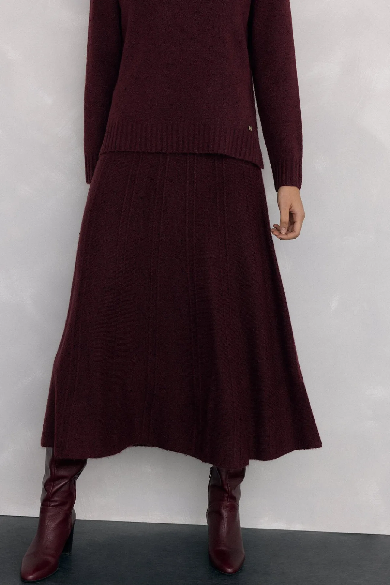 Falda de punto jaspeada