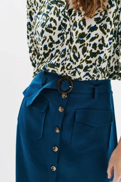 Falda larga botones 100% lino