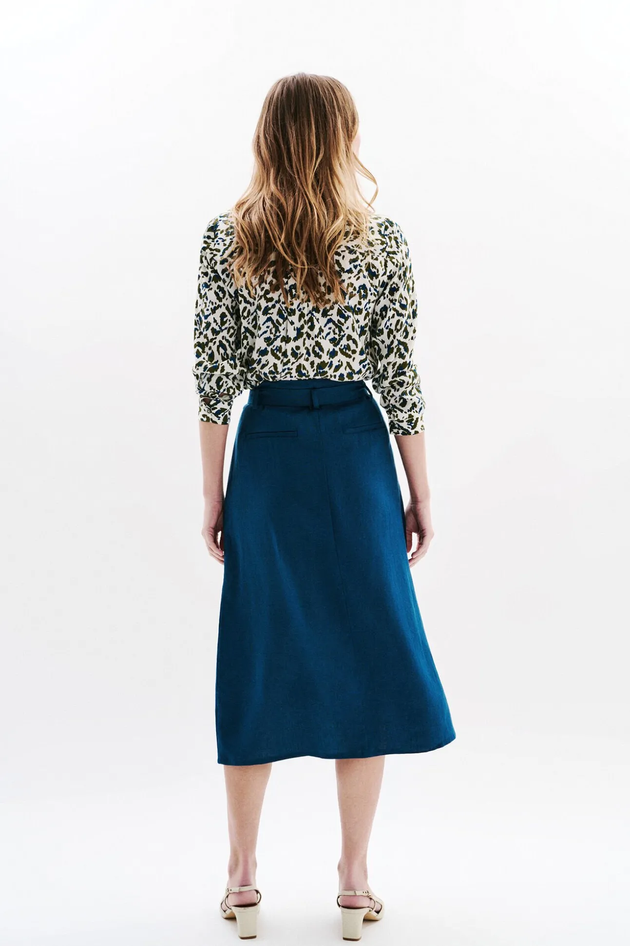 Falda larga botones 100% lino