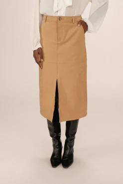 Falda larga midi de ante sintético