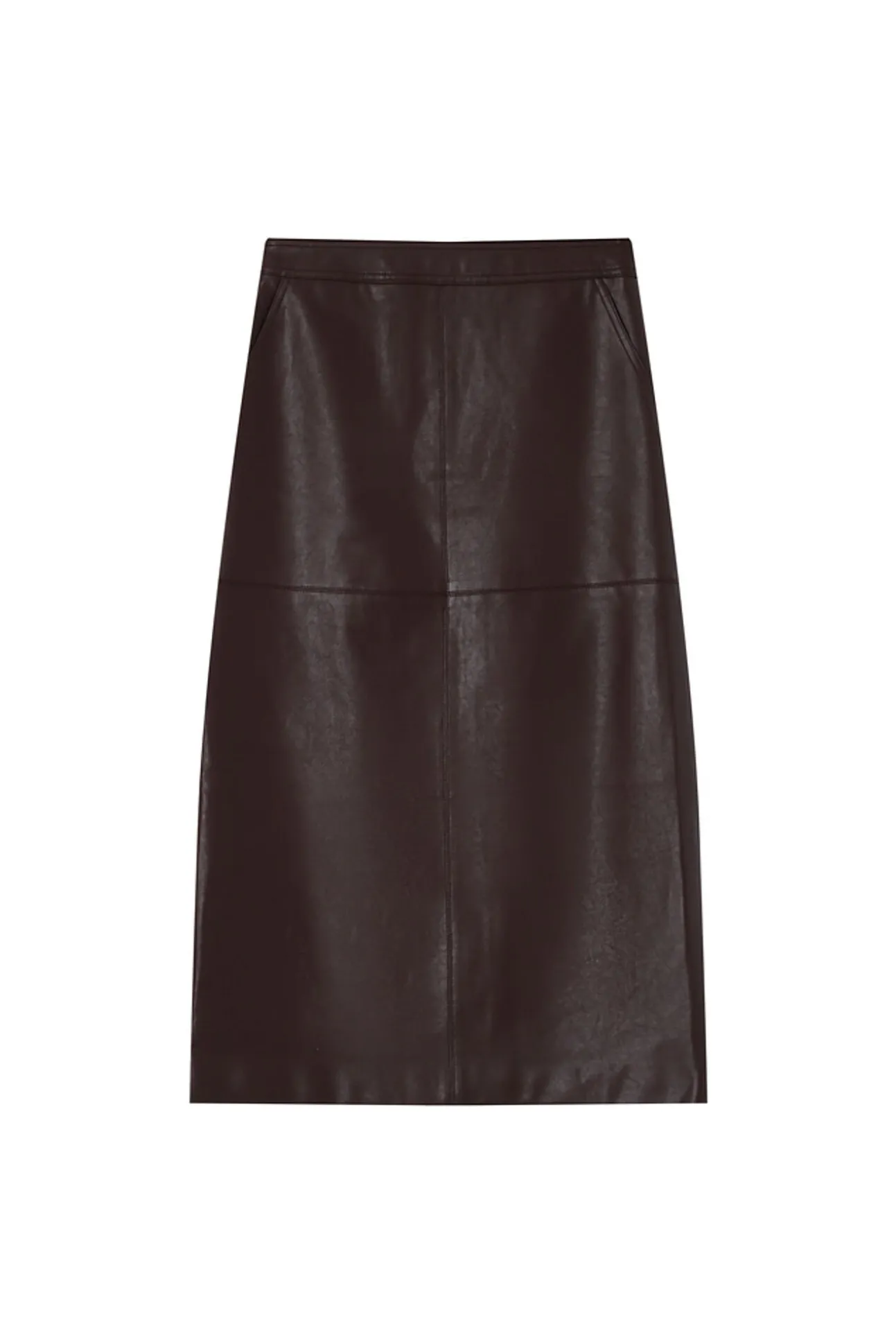 Falda larga midi en cuero