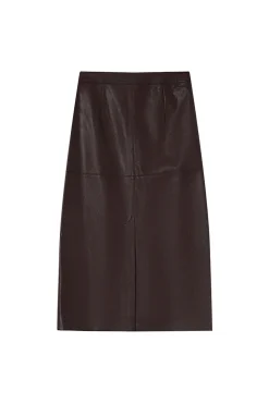 Falda larga midi en cuero