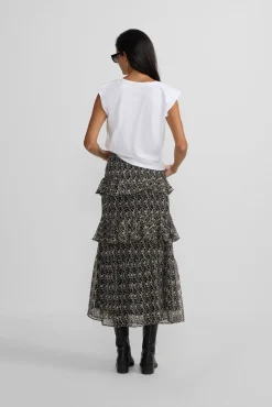 Falda larga volantes estampado