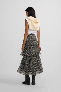 Falda larga volantes estampado