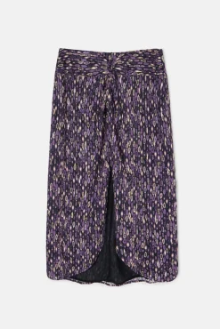Falda midi abertura estampado ikat