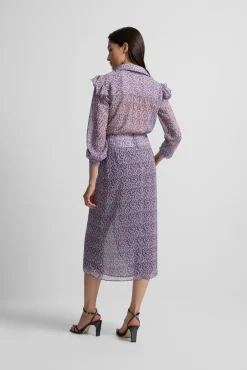 Falda midi abertura estampado ikat