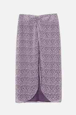 Falda midi abertura estampado ikat