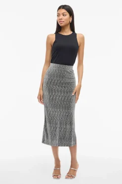 Falda midi con glitter