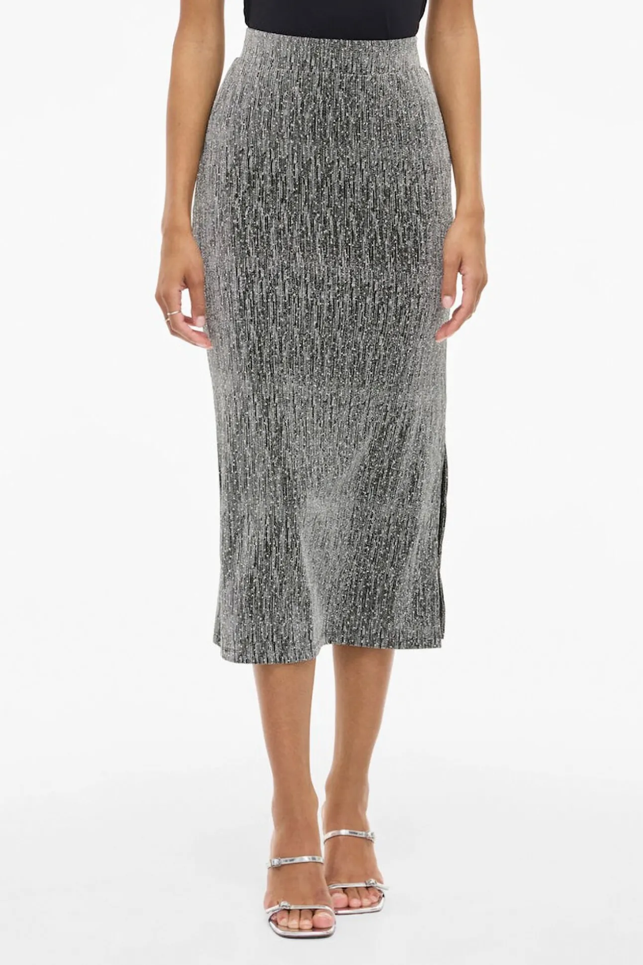 Falda midi con glitter