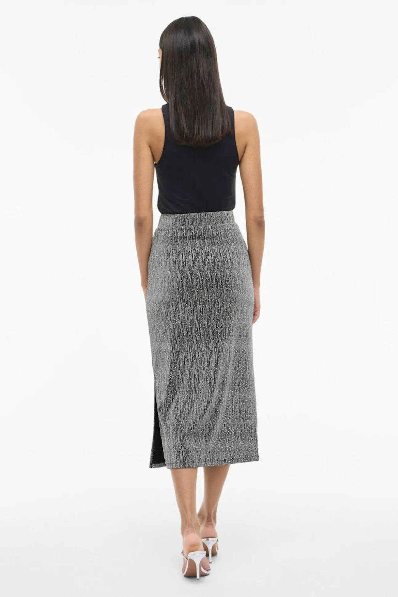 Falda midi con glitter