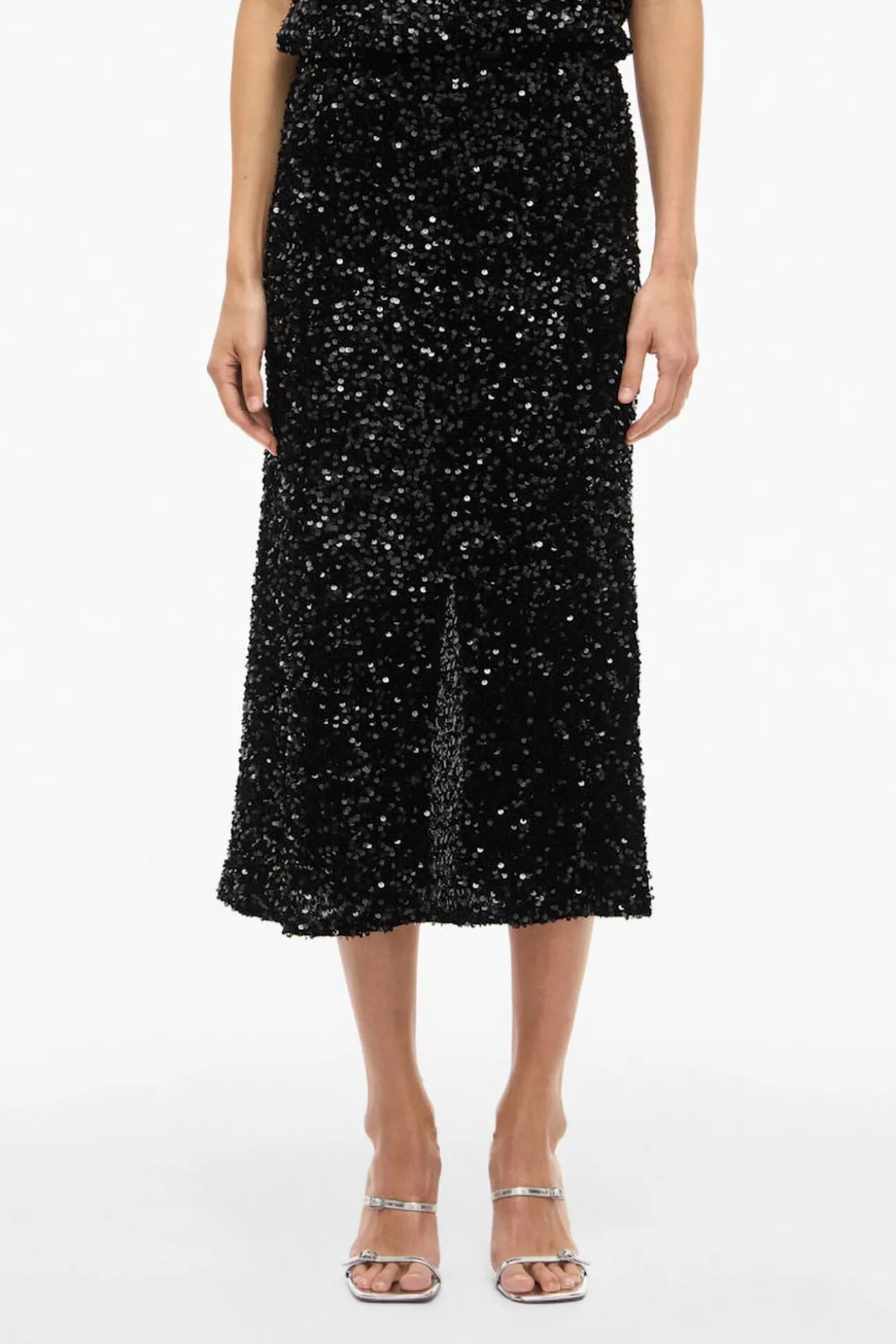 Falda midi con lentejuelas