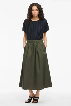 Falda midi de algodón orgánico con viscosa