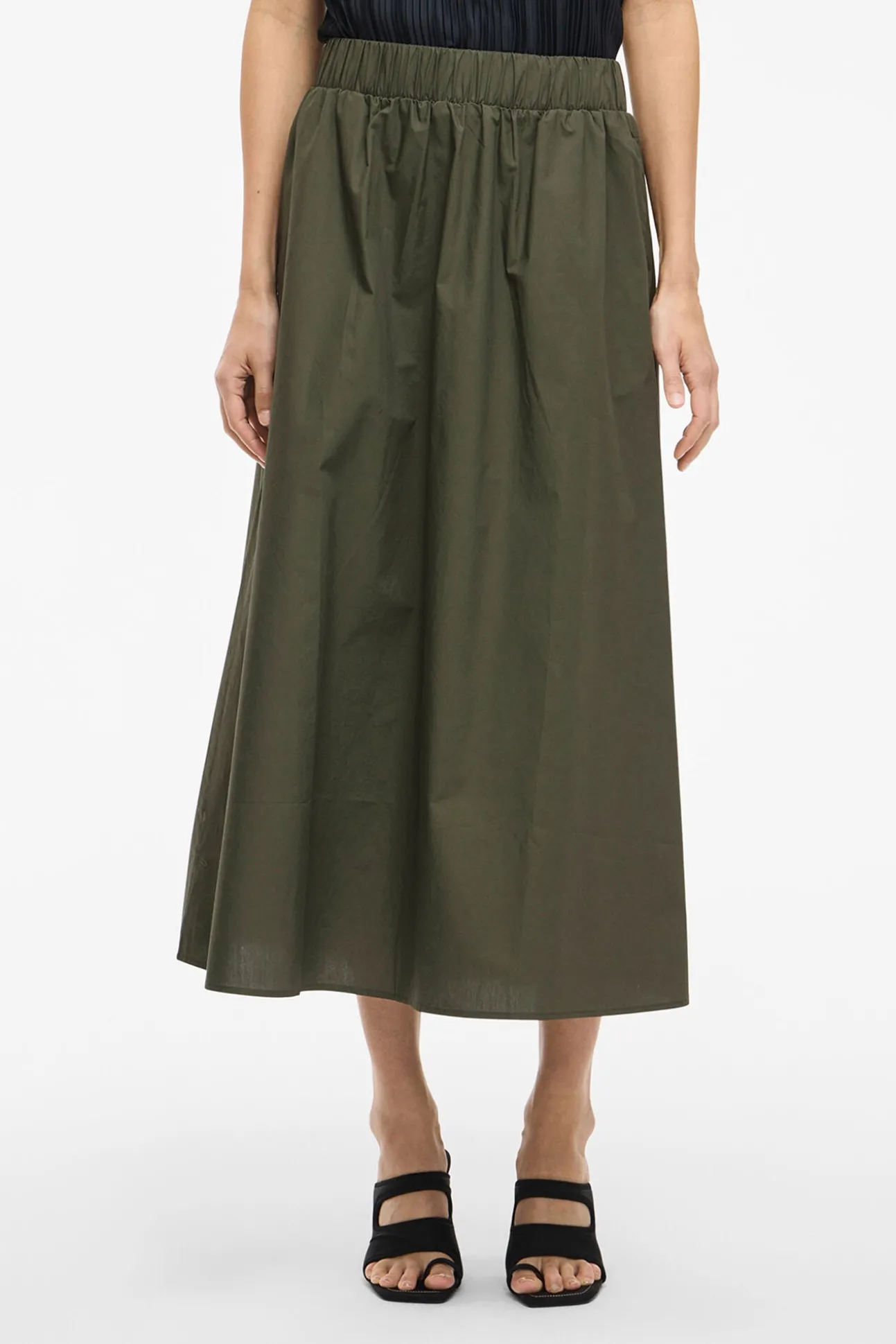 Falda midi de algodón orgánico con viscosa