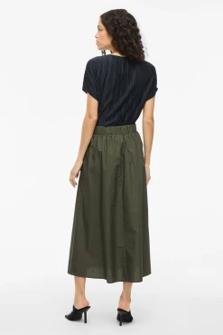 Falda midi de algodón orgánico con viscosa