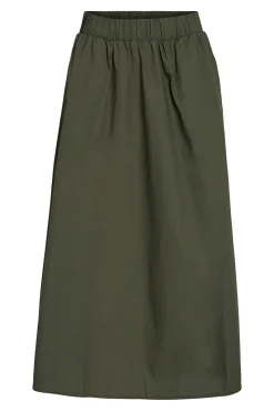 Falda midi de algodón orgánico con viscosa