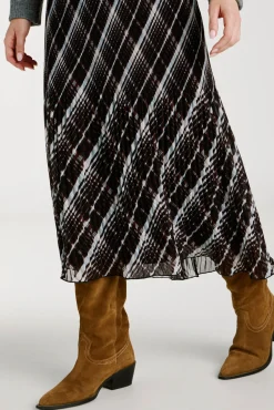 Falda midi de gasa plisada