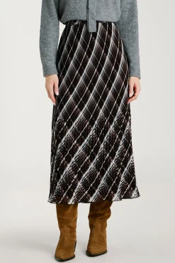 Falda midi de gasa plisada