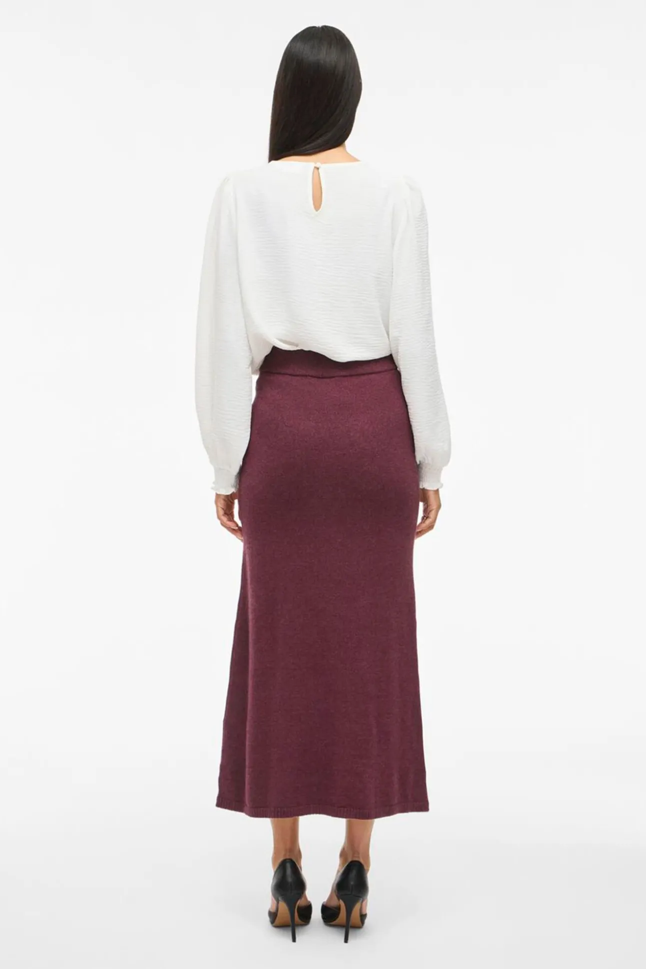 Falda midi de punto con viscosa