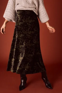 Falda midi de terciopelo tie dye