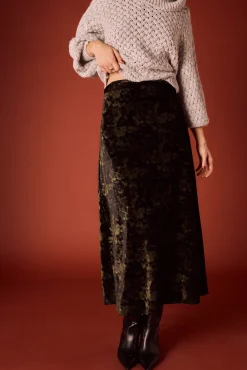 Falda midi de terciopelo tie dye