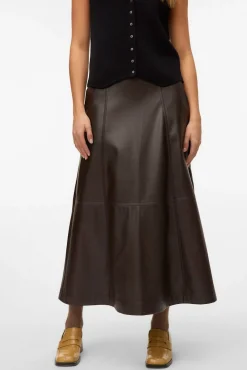 Falda midi efecto piel