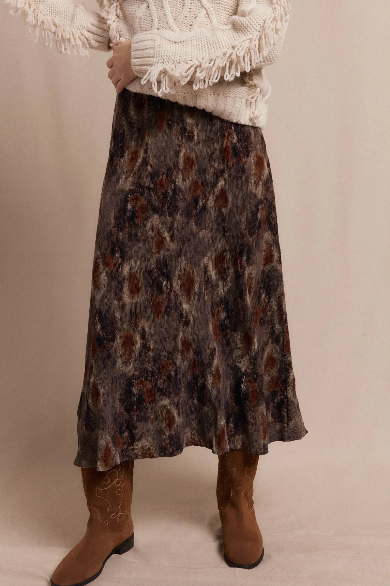 Falda midi estampada