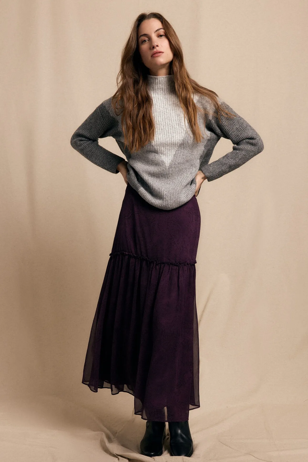 Falda midi estampada