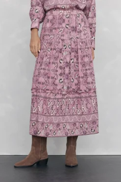 Falda midi estampada pisos