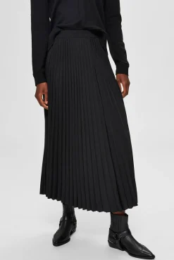 Falda midi plisada con cintura elástica