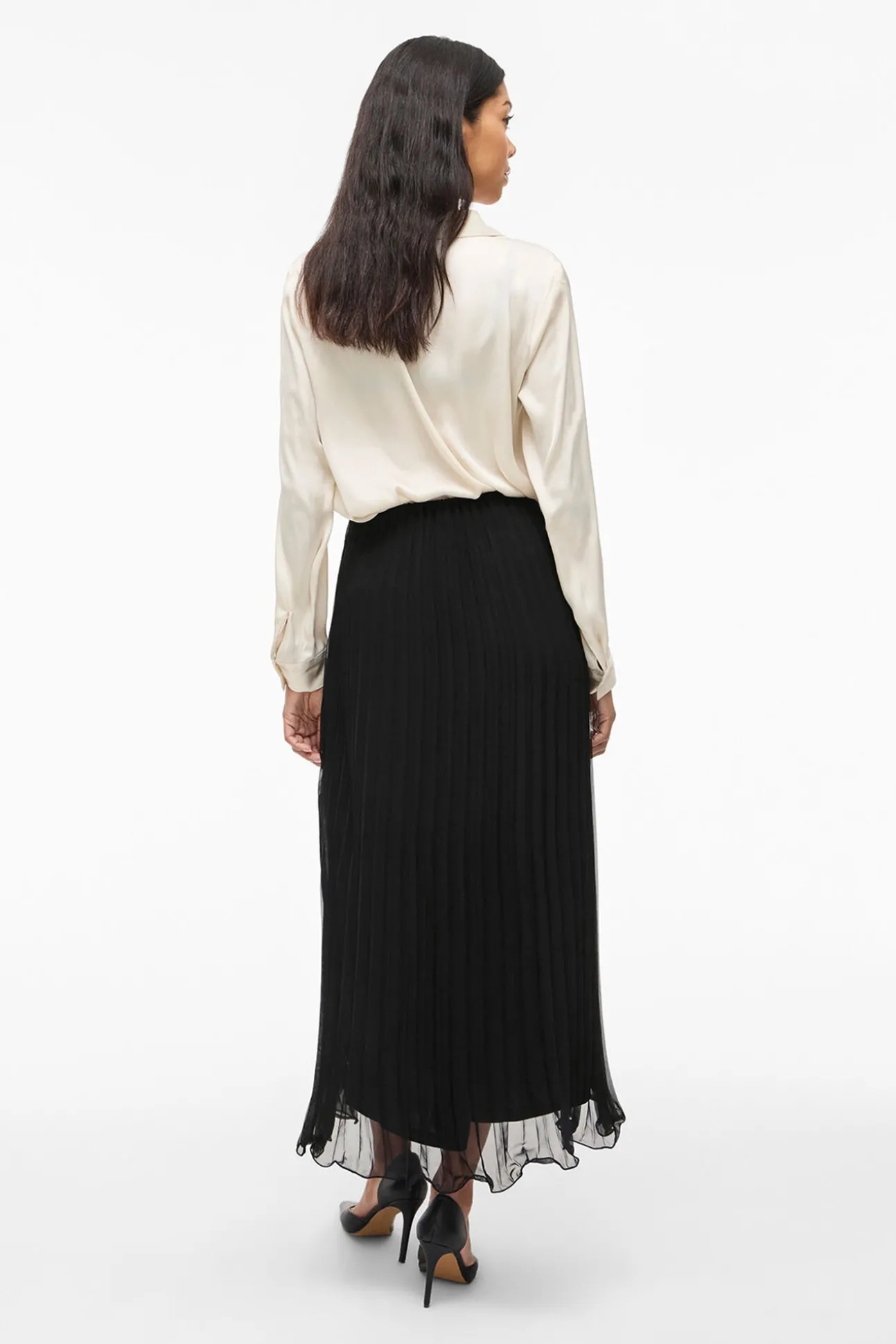 Falda midi plisada de gasa